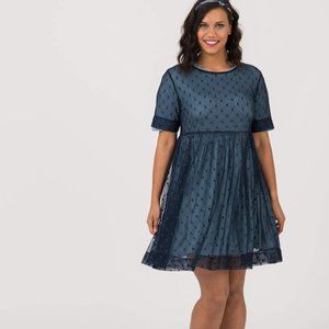 Agnes & Dora™ Short Mesh Easy Dress Navy Dot